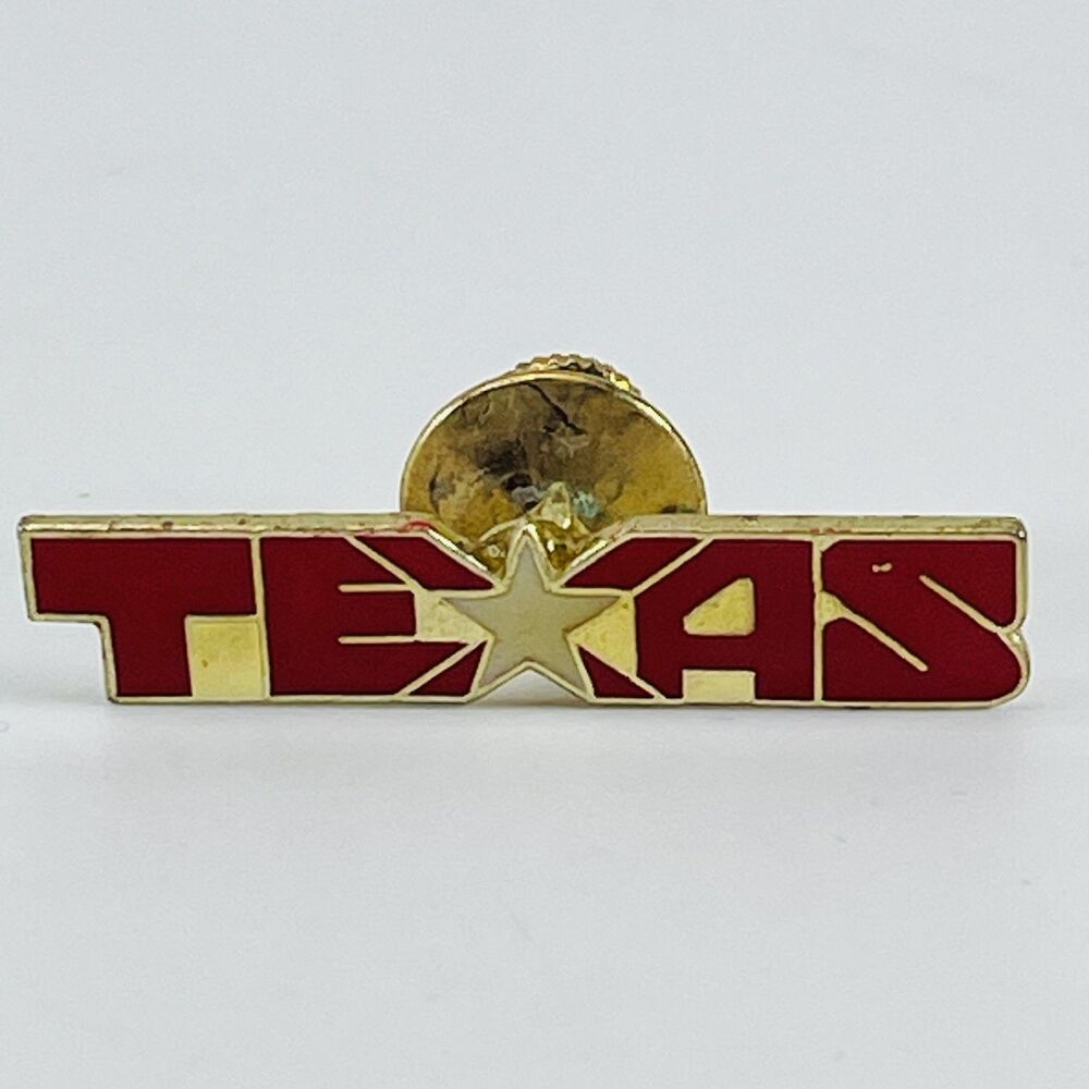 VTG Texas Lone Star State Hat Pin Enamel Red Gold Souvenir Collectible 1.5 Inch